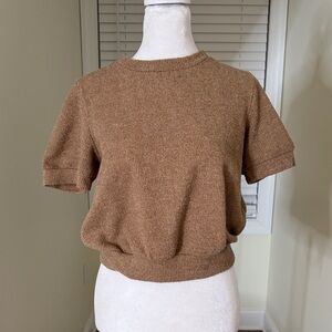 Brown Short Sleeve Knit Top